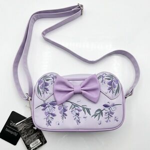 New Loungefly Disney Minnie Mouse Wisteria Lavender Floral Scented Crossbody Bag